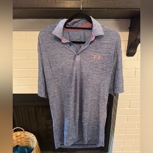 Under Armour Men's Blue and Pink Polo